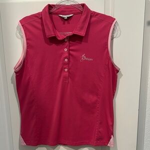 Pink Sleeveless Polo Shirt with Buttoned Collar XL